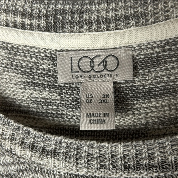 LOGO by Lori Goldstein Space Gray Dye Sweater Tank lace trim plus size 3X - Picture 4 of 9